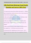 GRI: Real Estate Brokerage Exam Practice Questions and Answers (100% Pass)