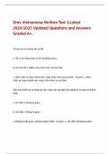 Dmv Vietnamese Written Test 1;Latest 2024/2025 Updated Questions and Answers Graded A+.