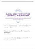 CLG 0010 DOD GOVERNMENTWIDE COMMERCIAL PURCHASE CARD EXAM |ACCURATE ANSWERS |VERIFIED