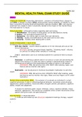 NURS 222 - MENTAL HEALTH FINAL EXAM STUDY GUIDE.