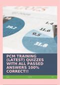 PCM TRAINING (LATEST) QUIZZES WITH ALL PASSED ANSWERS 100% CORRECT!!