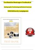 Test Bank for Bontragers Textbook of Radiographic Positioning and Related Anatomy 10th Edition by Lampignano Chapter 1-20