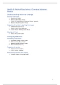 Health and Medical Psychology - All models from lecture 1 & 2  (Health belief model, Theory of Planned Behavior/Reasoned Action Approach etc.)
