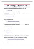 BIO 169 Exam 1 Questions and  Answers