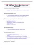 BIO 169 Final Exam Questions and  Answers