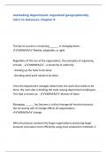 marketing department organized geographically intro to buisness chapter 8 The key to success is remaining ______ in changing times. - ANSWER-flexible, adaptable, or agile Regardless of the size of the organization, the principles of organizing include: - 