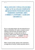 REAL ESTATE U FINAL EXAM 2024  – 2025 ACTUAL EXAM COMPLETE  400 QUESTIONS WITH DETAILED  VERIFIED ANSWERS (100%  CORRECT ANSWERS) / ALREADY  GRADED A+