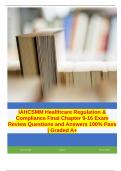 IAHCSMM Healthcare Regulation & Compliance Final Chapter 9-16 Exam Review Questions and Answers 100% Pass | Graded A+