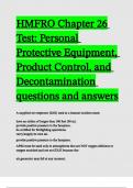 HMFRO Chapter 26 Test Personal Protective Equipment, Product Control, and Decontamination(questions and answers)