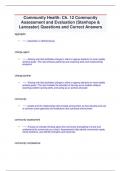 Community Health: Ch. 12 Community  Assessment and Evaluation (Stanhope &  Lancaster) Questions and Correct Answers