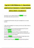 Cog Sci C100 Midterm 1 | Questions and Correct Answers | Latest Update 2024/2025 | Graded A+