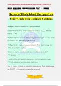 Review of Rhode Island Mortgage Law Study Guide with Complete Solutions