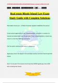 Real estate Rhode Island Law Exam Study Guide with Complete Solutions