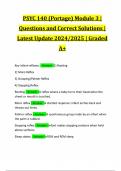 PSYC 140 (Portage) Module 3 | Questions and Correct Solutions | Latest Update 2024/2025 | Graded A+