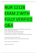 NUR 1212B EXAM 2 WITH FULLY VERIFIED Q&A