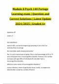 Module 8 Psych 140 Portage Learning exam | Question and Correct Solutions | Latest Update 2024/2025 | Graded A+