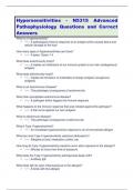 Hypersensitivities - N5315 Advanced  Pathophysiology Questions and Correct  Answers