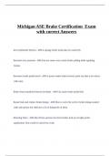 Michigan ASE Brake Certification Exam with correct Answers.