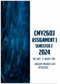 CMY2603 Assignment 1 Semester 2 2024 | Due 27 August 2024