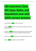 Life Insurance Class- WV Laws, Rules, and Regulations test with 100- correct answers.