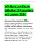 WV State Law Exam- Esthetics(129 questions and answers 2024).