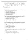 NURSING NR292 Mental Health NCLEX QUESTIONS AND ANSWERS-Cmpltd A