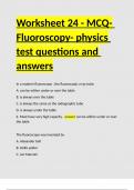 Worksheet 24 - MCQ- Fluoroscopy- physics test questions and answers