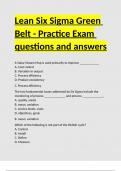 Lean Six Sigma Green Belt - Practice Exam questions and answers.