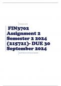 FIN3702 Assignment 2 Semester 2 2024 (215721)- DUE 30 September 2024