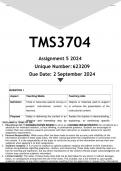 TMS3704 Assignment 5 (ANSWERS) 2024 - DISTINCTION GUARANTEED