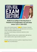 NUR215 Az College of Nursing Exam 4/ Modules 8-10 Oxygenation rest and sleep stress/ Q & A/ 2024-2025 