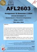 AFL2603 Assignment 1 (ENGLISH 10 COMPLETE ANSWERS) Semester 2 2024 