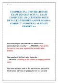 COMMERCIAL DRIVER LICENSE  EXAM 2024-2025 ACTUAL EXAM  COMPLETE 150 QUESTIONS WITH  DETAILED VERIFIED ANSWERS (100%  CORRECT ANSWERS) / ALREADY  GRADED A+