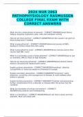 2024 NUR 2063 PATHOPHYSIOLOGY RASMUSSEN COLLEGE FINAL EXAM WITH CORRECT ANSWERS