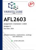 AFL2603 Assignment 20 (ENGLISH DETAILED ANSWERS) Semester 2 2024 - DISTINCTION GUARANTEED