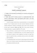 C991 Relflection  Task5 .docx  C991  Reflection- C991- RRP Task5  WGU  Health Leadership Capstone  A.  Complete a brief self-assessment and reflection on your experience in the program by doing the following:   1.  Explain which of the five program outcom