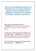 TEXAS AUCTIONEER LICENSE EXAM 2024-2025 ACTUAL EXAM COMPLETE 200 QUESTIONS WITH DETAILED VERIFIED ANSWERS (100% CORRECT ANSWERS) / ALREADY GRADED A+