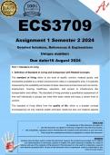 ECS3709 Assignment 1 COMPLETE ANSWERS) Semester 2 2024 - DUE 16 August 2024