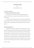 COVIDtask.docx  Social Media Campaign  Task 1  Western Governors University   (A) Time Log- See attached   (B) Community Health Nursing Diagnosis Statement   Increased risk of COVID-19 infection among college students related to lack of adherence to CDC g