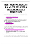 HESI MENTAL HEALTH RN V1-V3 2019/2020 TEST BANKS (ALL TOGETHER) Over 200 Question with Verified Answers. Graded A.