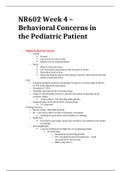 NR 602/ NR602 WEEK 4 BEHAVIORAL CONCERNS IN PAEDIATRIC PATIENT.