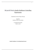 NR 506 NP Week 3 Quality Healthcare: Controlling Hypertension 2020 | Healthcare Policy and Leadership