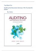 Test Bank For: Auditing And Assurance Services 14th (Fourteenth) Edition 2024 By Arensa COMPLETE SOLUTION WITH ANSWERS