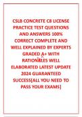  CSLB CONCRETE C8 LICENSE PRACTICE TEST QUESTIONS AND ANSWERS 100% CORRECT COMPLETE AND WELL EXPLAINED BY EXPERTS GRADED A+ WITH RATIONALES WELL ELABORATED LATEST UPDATE 2024 GUARANTEED SUCCESS[ALL YOU NEED TO PASS YOUR EXAMS]