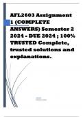 AFL2603 Assignment 1 (COMPLETE ANSWERS) Semester 2 2024 - DUE 2024 ; 100% TRUSTED Complete, trusted solutions and explanations.