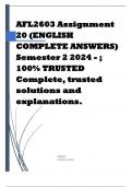 AFL2603 Assignment 20 (ENGLISH COMPLETE ANSWERS) Semester 2 2024 - ; 100% TRUSTED Complete, trusted solutions and explanations.