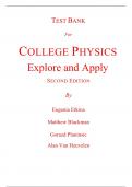 Solutions Manual With Test Bank for College Physics Explore and Apply 2nd Edition By Eugenia Etkina, Gorazd Planinsic, Alan Van Heuvelen (All Chapters, 100% Original Verified, A+ Grade)