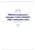 FIN3702 Assignment 1 Semester 2 2024 (355803)- DUE 6 September 2024