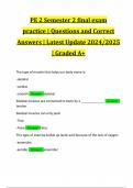 PE 2 Semester 2 final exam practice | Questions and Correct Answers | Latest Update 2024/2025 | Graded A+