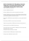 PENN FOSTER VET PHARMACOLOGY NERVOUS SYSTEM QUESTIONS AND ANSWERS WITH SOLUTIONS 2024